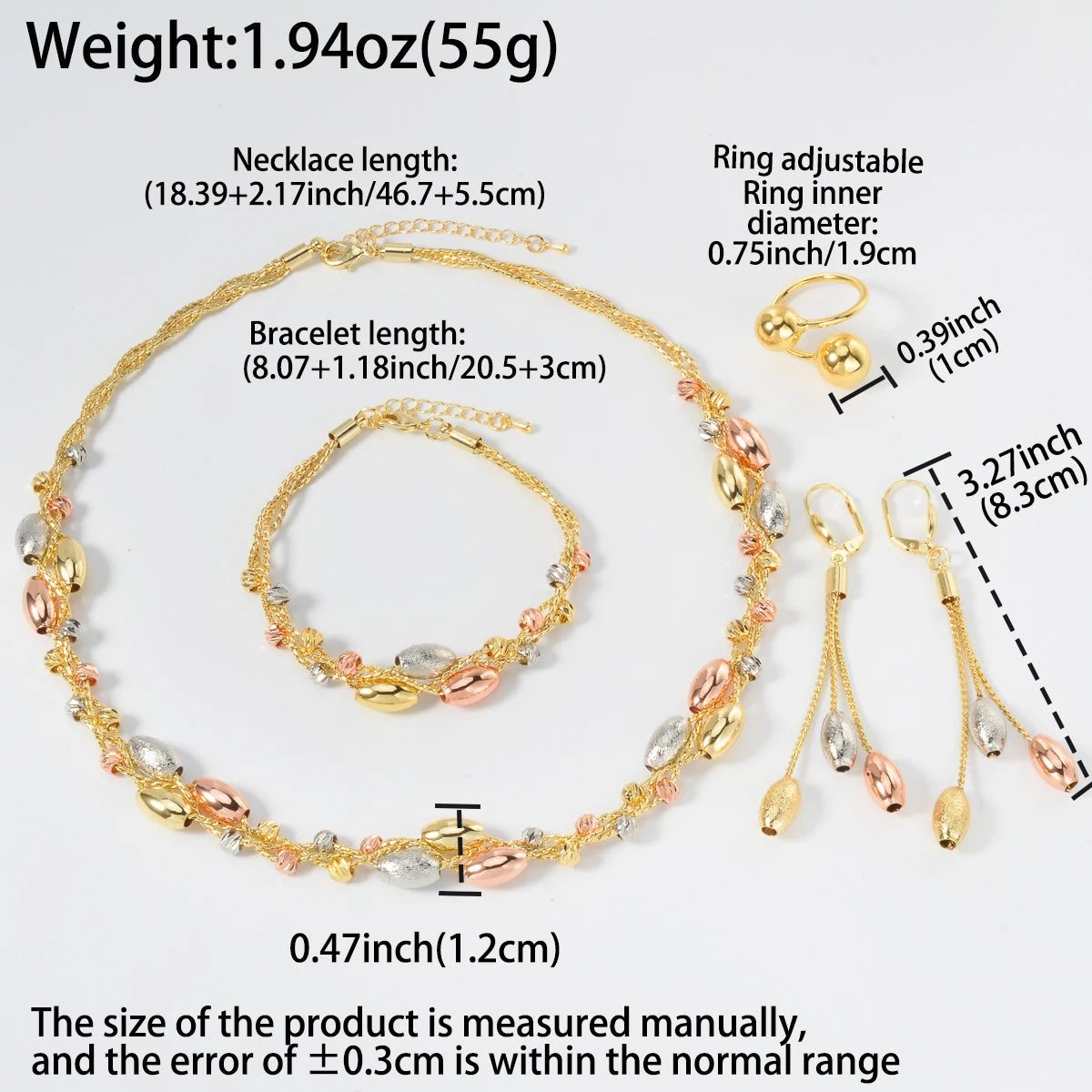 Pearl Pendant 4pcs Jewelry Set Colorful Beads Necklace Bracelet Earrings Ring Bridal Wedding Set Luxury Jewelry Accessories