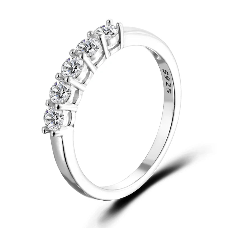 URMYLADY 0.5CT 3mm Gemstone Moissanite Rings for Women S925 Silver Matching Wedding Diamonds Band Stackable Ring White Gold Gift