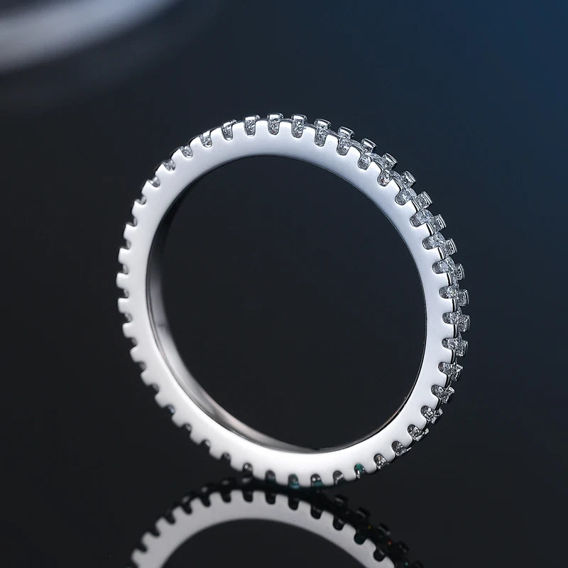 100% Pass Diamond tester Pen Moissanite Ring Matching Wedding Diamond Band for Women 925 Sterling Silver Female Single Tail Ring