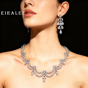 EIRALEE Exquisite Simple Women Jewelry Set 2 PCS Cubic Zirconia High Quality Saudi Arabia Bridal Wedding Jewellery Accessories