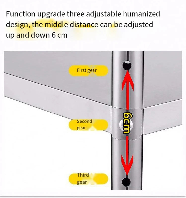 Stainless Steel Shelf, Kitchen Storage Rack, 3-Tier Shelving Units and Storage, Standing Shelving Work Table for Kitchen Garage