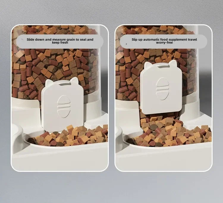 Cat feeder, dog and cat basin, equipped with water dispenser bowl, automatic recycling utensil, universal pet products