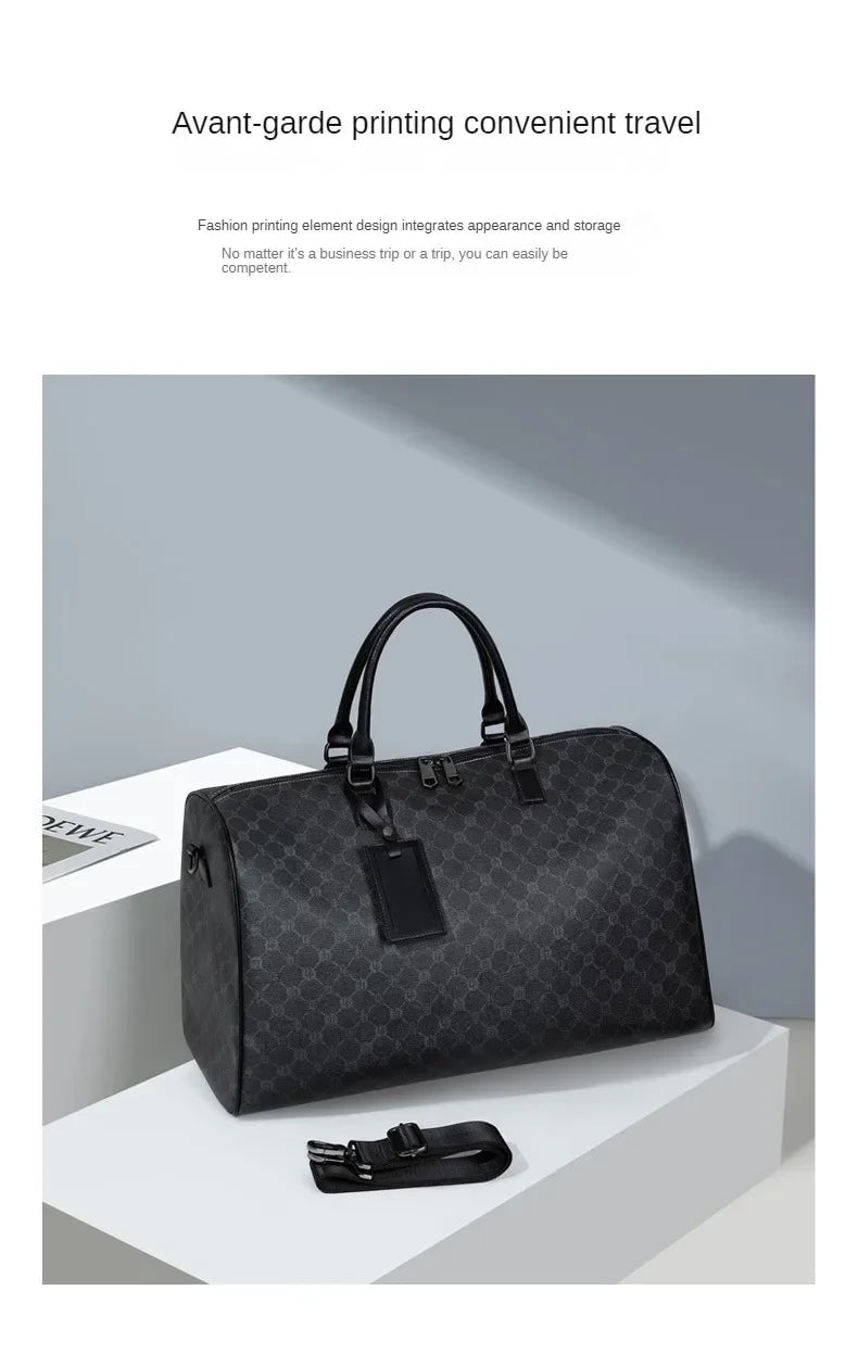 Men Business Travel Luggage Bag Leather Travel Duffle Large Capacity Hand Luggage Bag Short Trip Shoulder Bags Luxury Handbag