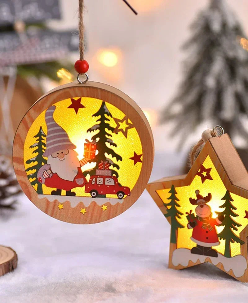 Christmas Decorations LED Night Light Luminous Christmas Tree Pendant Santa Claus Snowman Pendant Ornament Xmas Night Lights