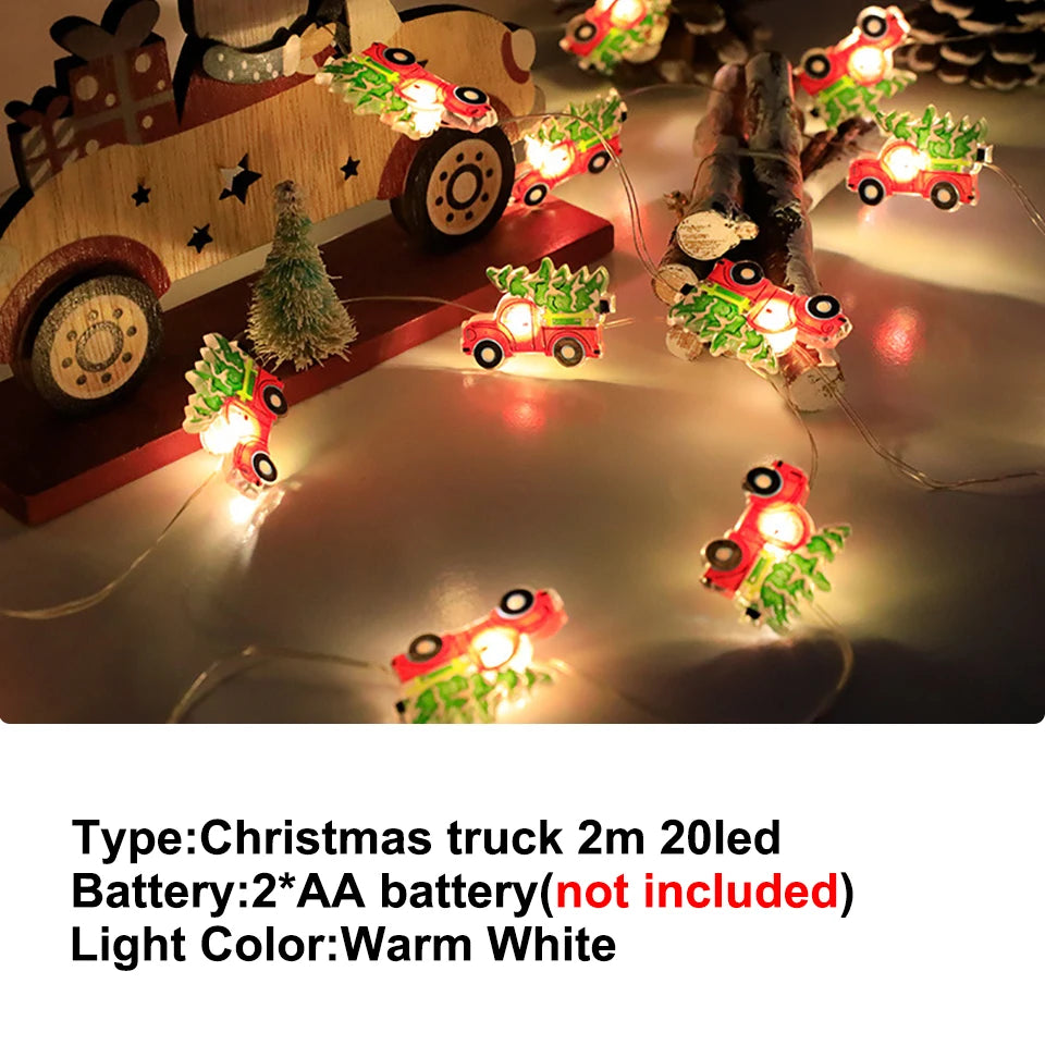 Christmas Lights 2M 20LED Fairy Lights Santa Claus Snowflake String Lights Battery Powered For Home Living Room Xmas Decor Lamp