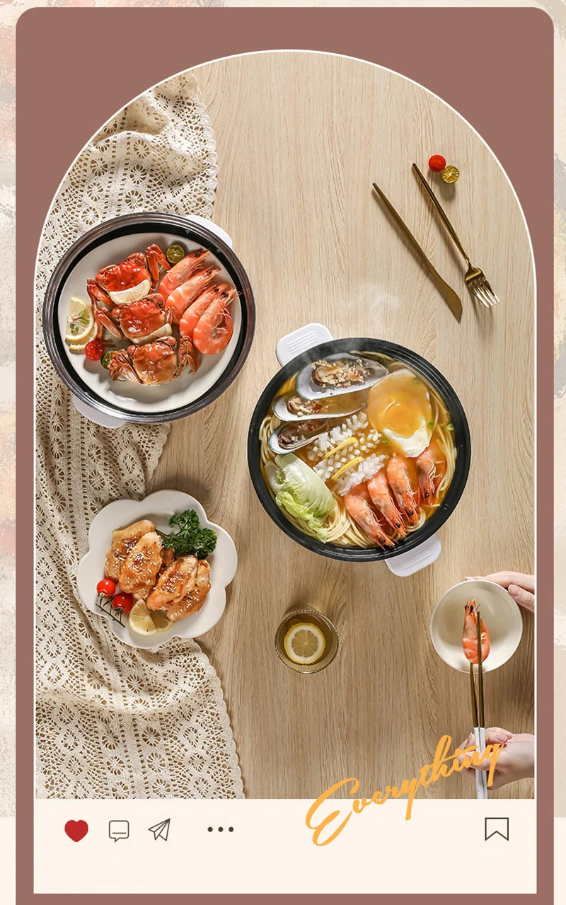 Electric Cooker Dormitory Multi Cooker Household for Hot Pot Cooking and Frying and Double Layer Soup Heater Pot Fry EU /US Plug