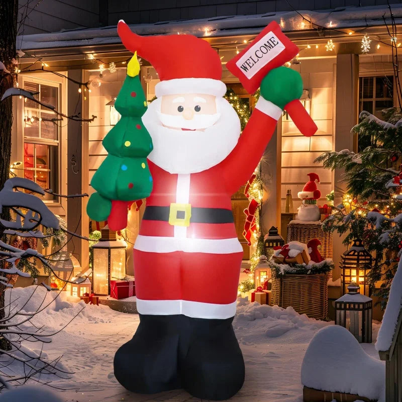 6/12FT Large Christmas Inflatables Santa Carrying Gift Bags Decoration Blow Up Xmas Toys Outdoor Courtyard Garden Party Decor