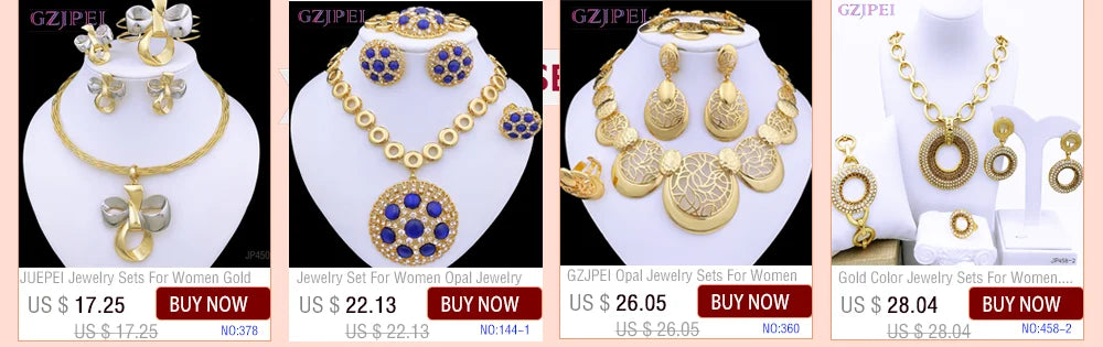 Women Necklaces Earrings Ring Bracelet 4Pcs Jewelry Set Classic Design Dubai Nigeria Jewelry 22K Gold Plated Trending