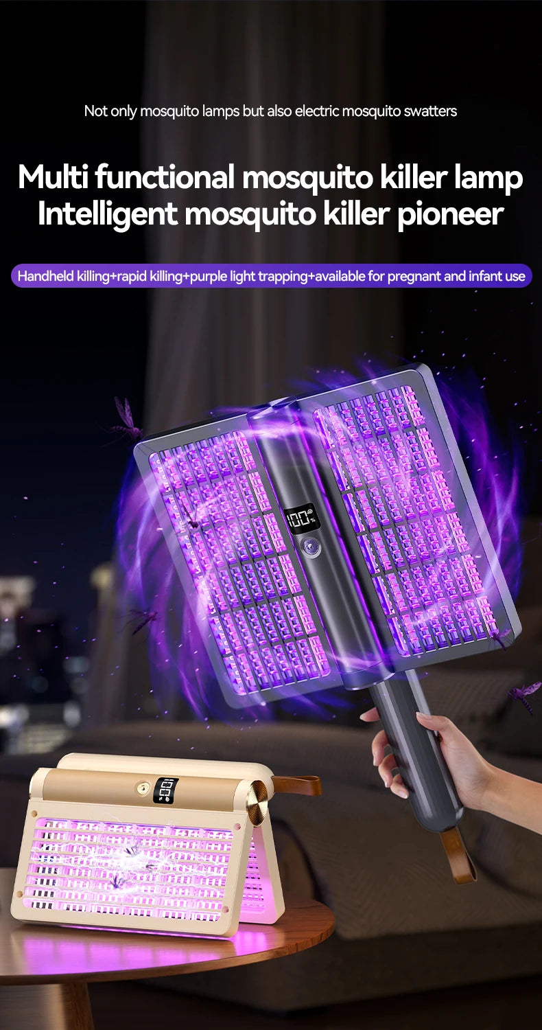 Electric Shock Mosquito Swatter Foldable Zapper Anti Mosquito Lamp Repellent Killer Rechargeable Portable Indoor Outdoor Use