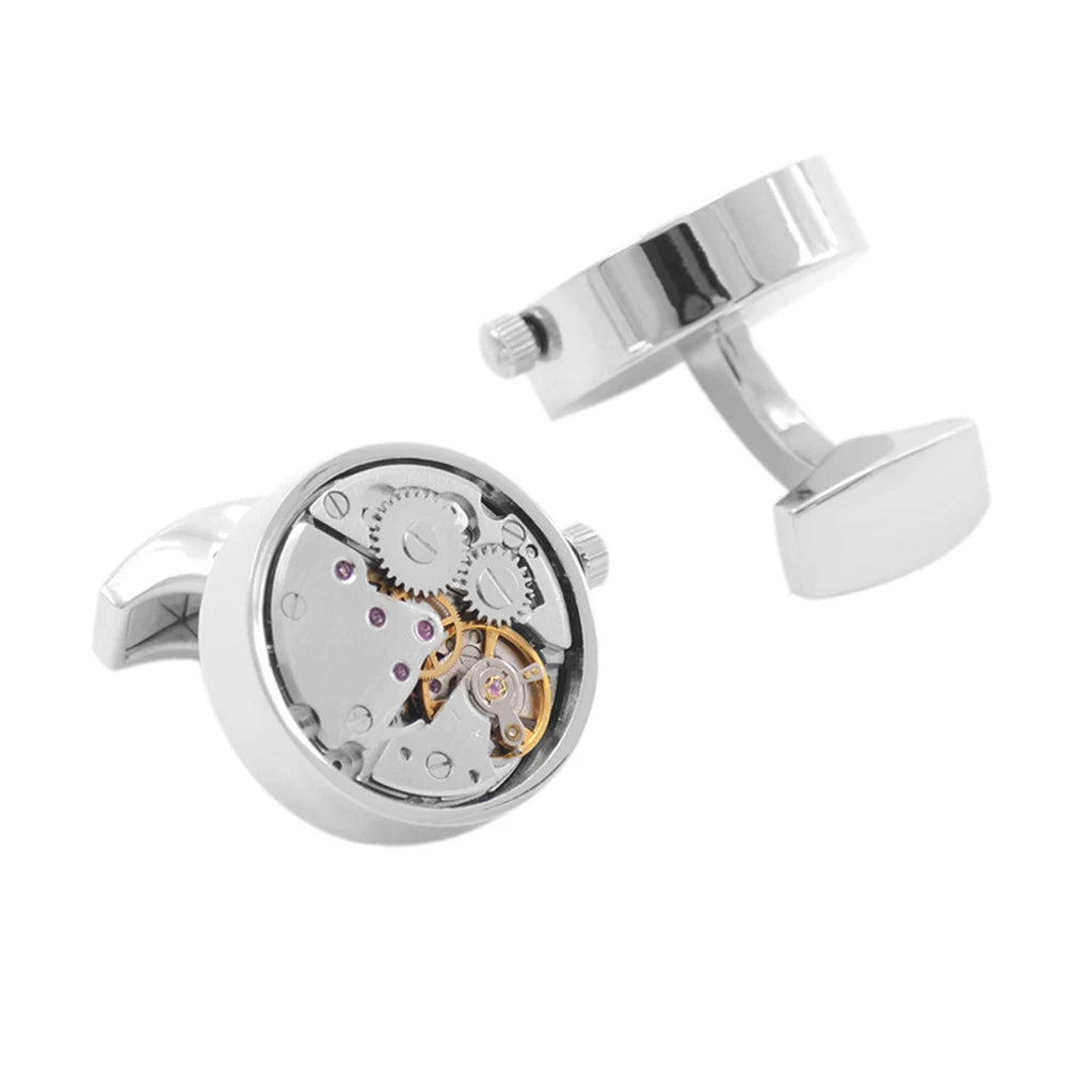 SAVOYSHI Mechanical Watch Movement Mens Shirt Cufflinks Functional Self Rotating Watch Mechanism Gears Cuff Links Gift
