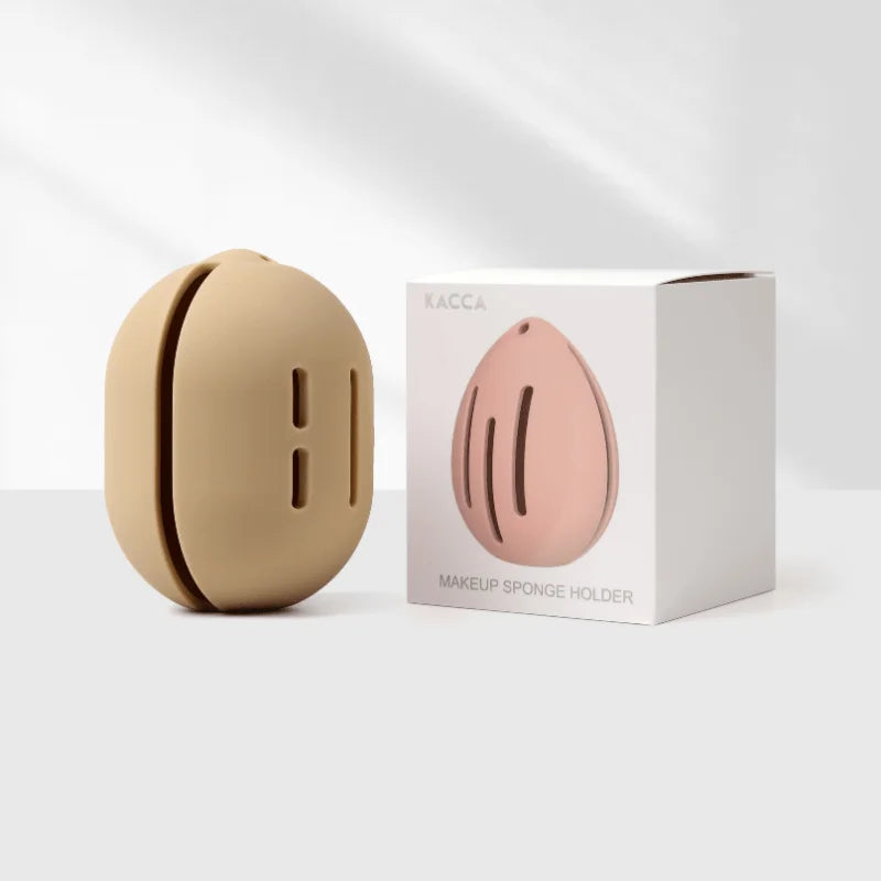 2pcs Cosmetic sponge holder, beauty mixer holder, travel cosmetic sponge storage box, silicone shatterproof cosmetic sponge box.