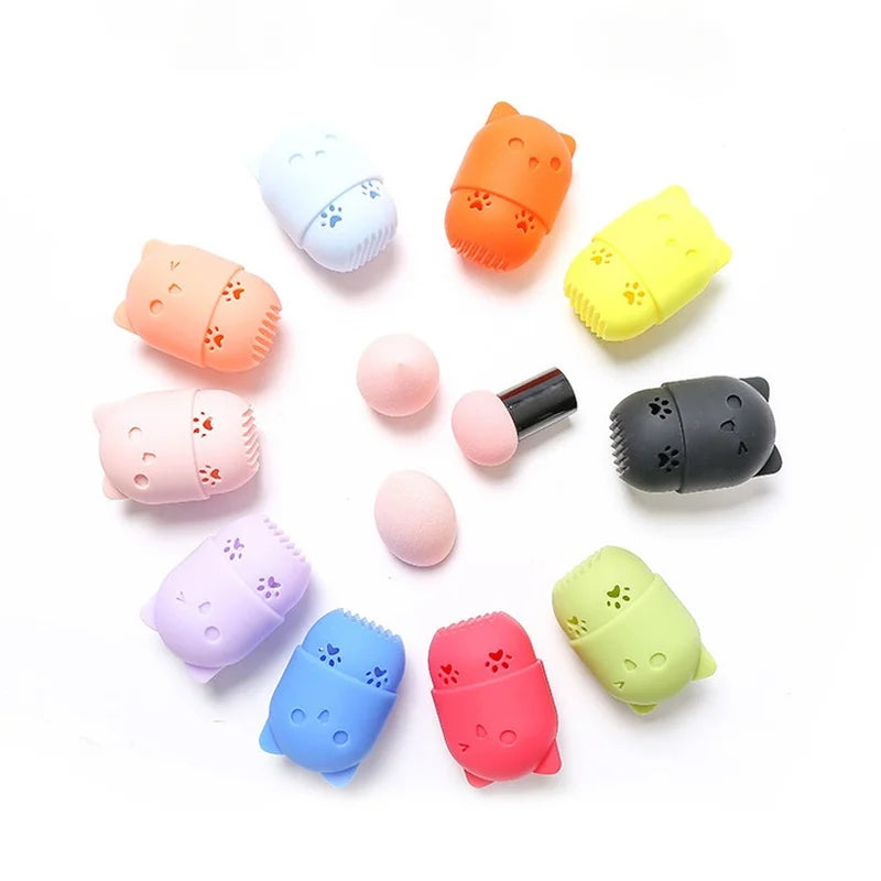 Purple Soft Silicone Cosmetic Blender Sponge Box Holder Beauty Powder Puff Blender Holder Sponge Makeup Egg Drying Case Portable
