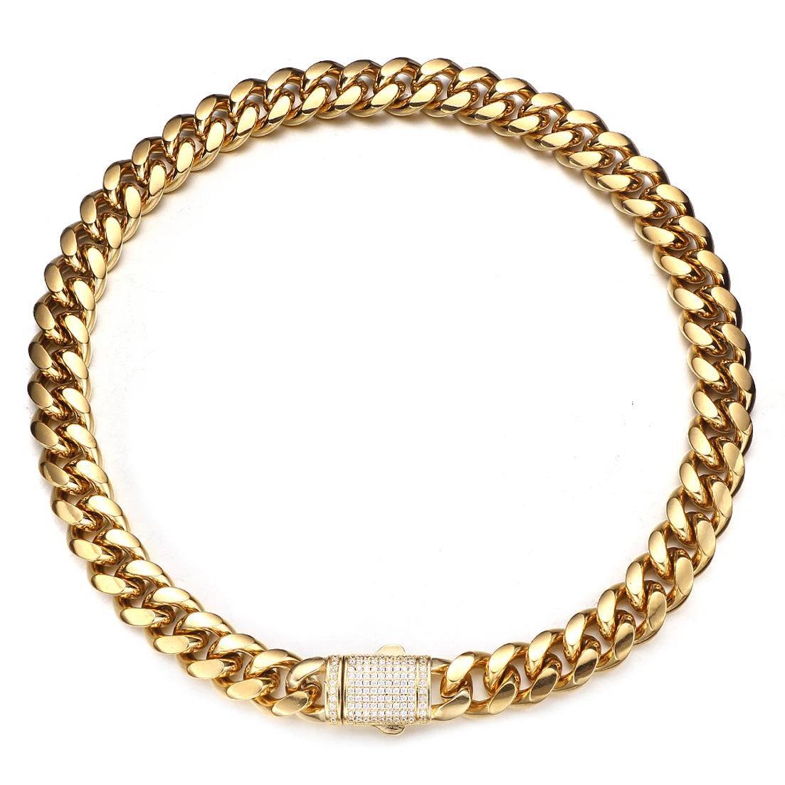 New Arrival 6mm-18mm Any Length 316L Stainless Steel Miami Curb Cuban Chain Necklace for Men & Women Gift Crystal Lock