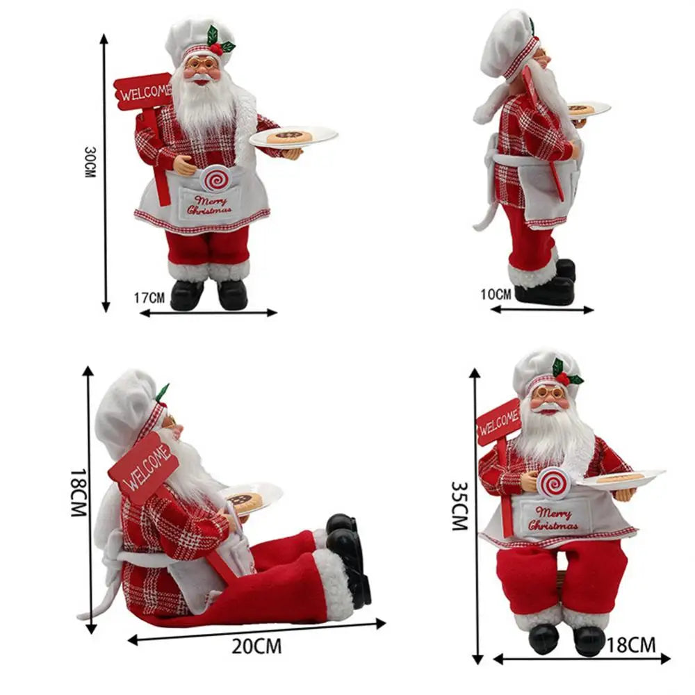 12 inch Christmas Standing Chef Santa Claus Merry Christmas Decoartions For Home Xmas Ornaments Navidad Party Supplies Noel 2023