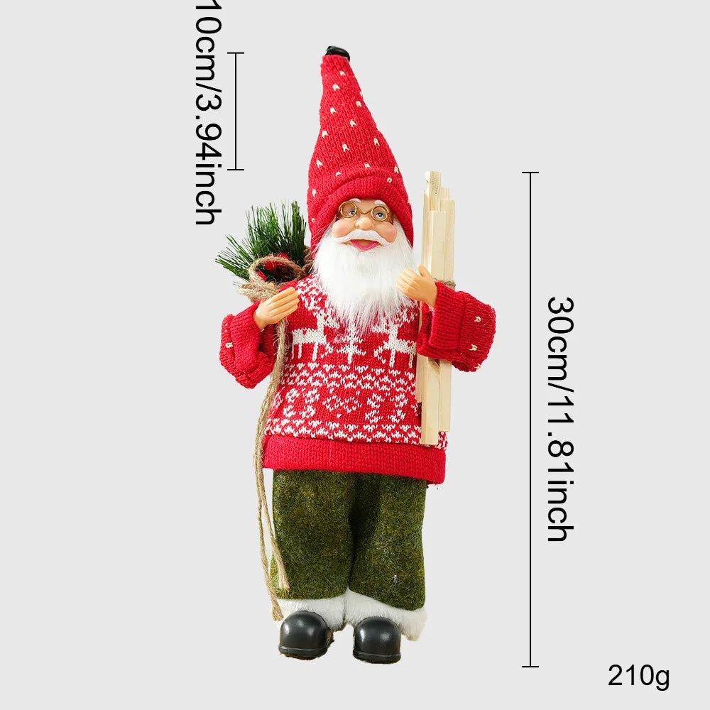 30cm Cute Santa Claus Doll Standing Santa Claus Statue 2025 Xmas Tree Ornament Christmas Decor Home Navidad Gift New Year 2026