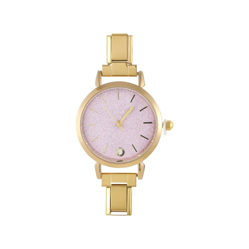 New Fashion Women's Stainless Steel Square Round Shiny Watch Bracelet For Party Friend Wife Birthday DIY Jewelry Gift