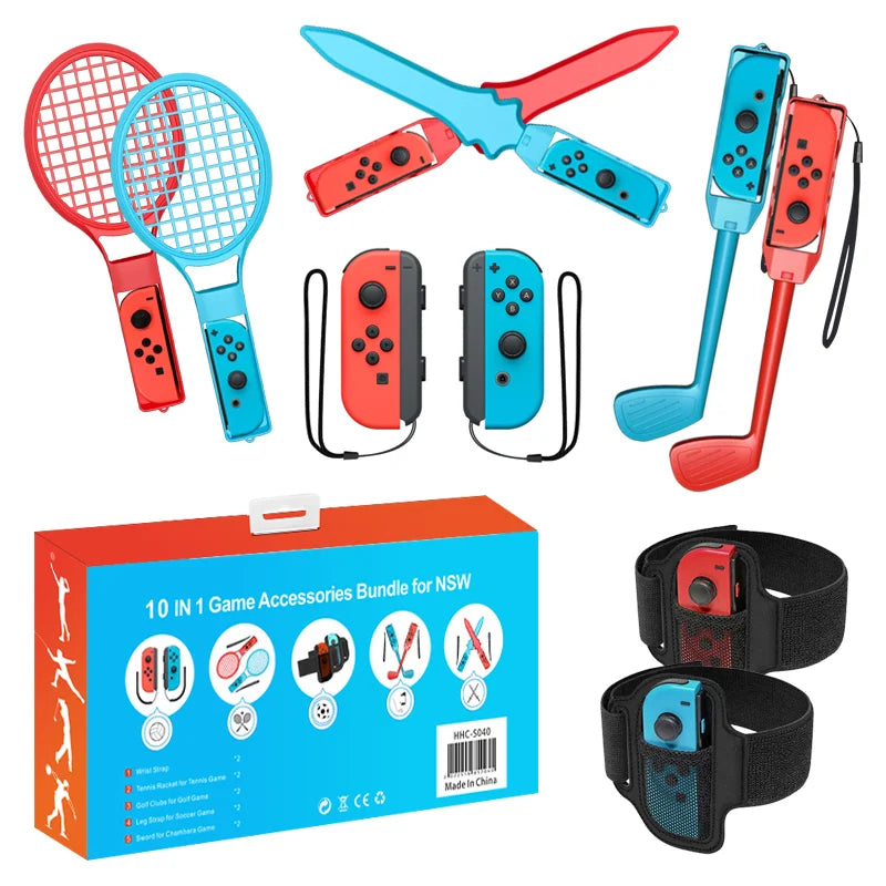 2024 Switch Sports Accessories Bundle -10 in 1 Family Accessories Kit for NS Sports Games Compatible with Switch/OLED