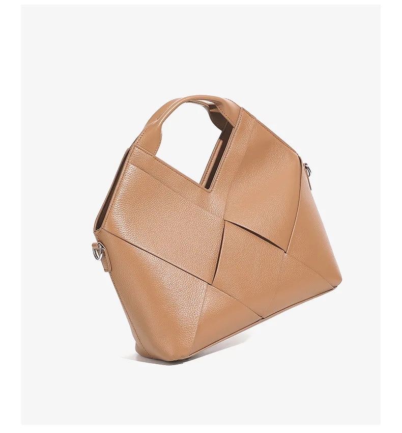 Genuine Leather Woven Tote Crossbody Bag