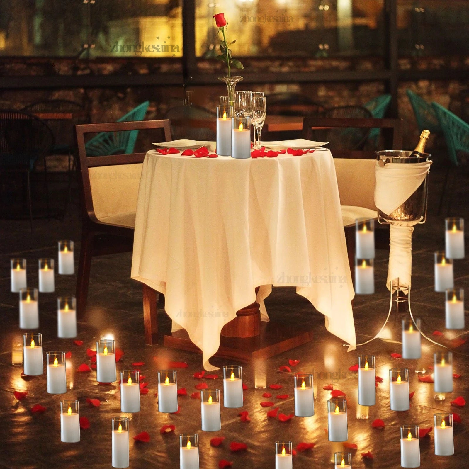 10-180PCS Wedding Led Candles Artificial Candles Led Flickering Flameless Candles with Batteries Operated Home Decor Acrylic Cup