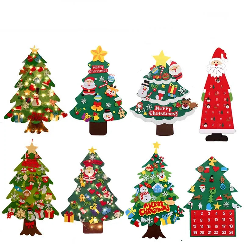 DIY Felt Christmas Tree Christmas Decoration for Home Navidad 2022 New Year Christmas Ornaments Santa Claus Xmas Kids Gifts