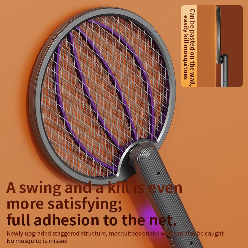 3 in 1 Foldable USB Rechargeable 3000V Mosquito Fly Swatter UV Trap LED Dual Switch Safe Grid 0° Wall Stick Bug Zapper