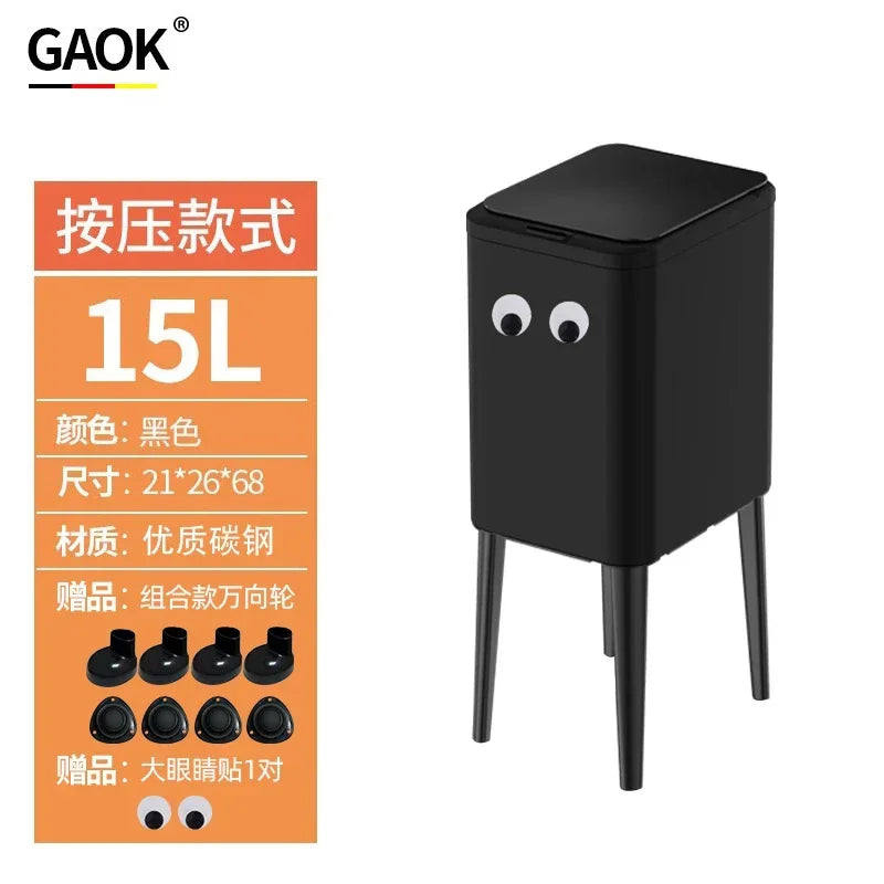 Kitchen Eye-Catching Garbage Can High-Standing Trash Bin Stylish Home Living Room Roller Creative Mobile Bedroom Bin