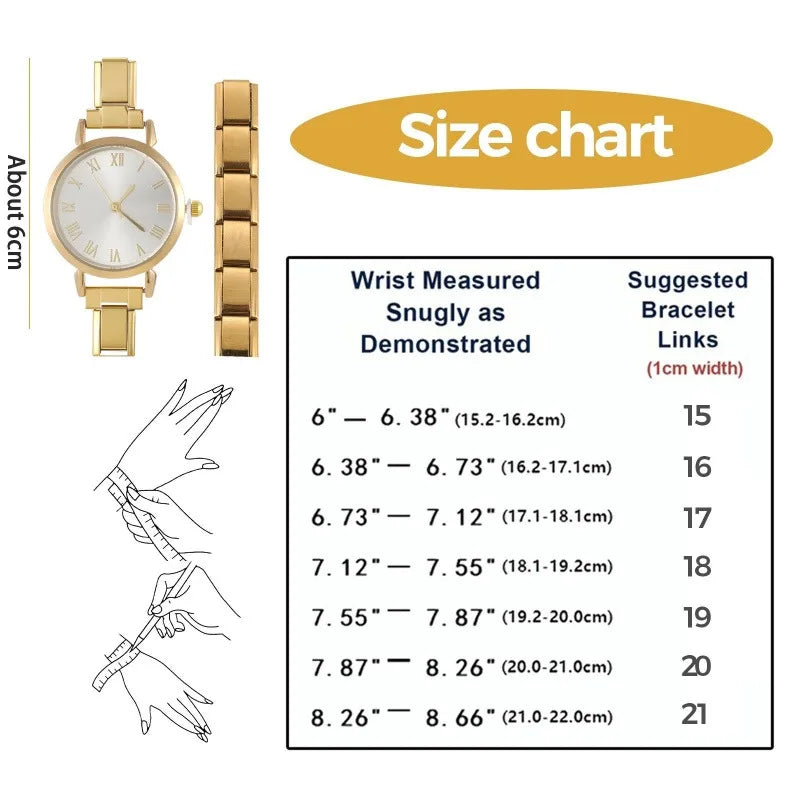 New Fashion Women's Stainless Steel Square Round Shiny Watch Bracelet For Party Friend Wife Birthday DIY Jewelry Gift