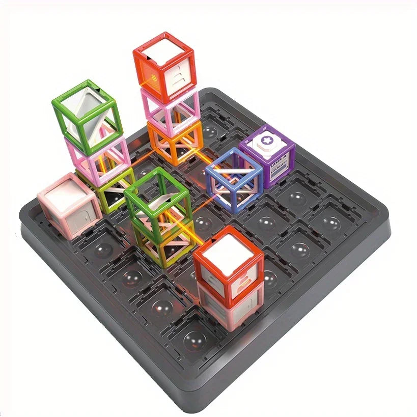 Laser Maze Stacking Educational Toy for Kids,60 Levels Challenges Laser Maze STEM Game Toys, Logic Thinking Training Board Game