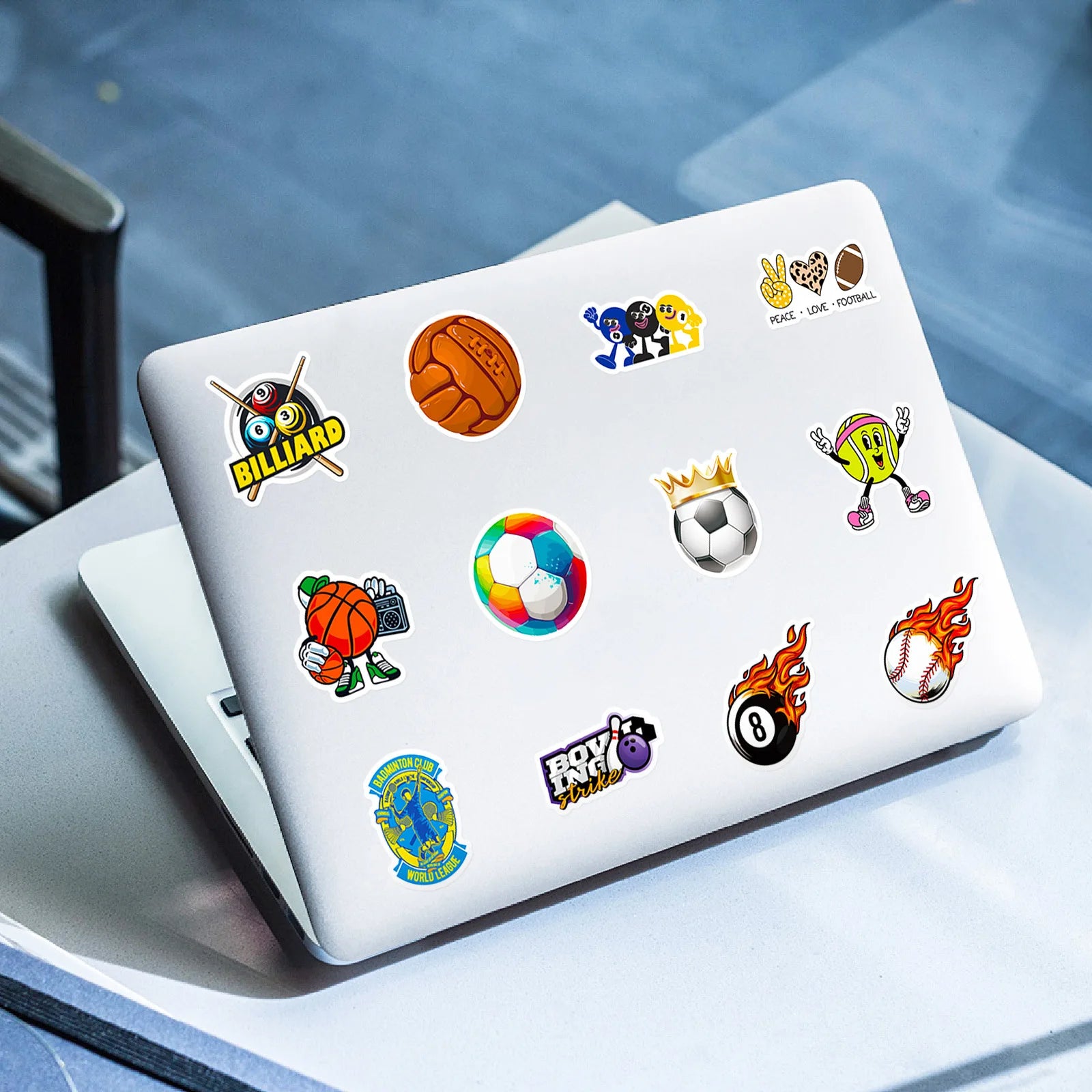 50 PCS Sports Stickers, Soccer Football Volleyball Golf Basketball Stickers, Sports Ball Stickers for phone