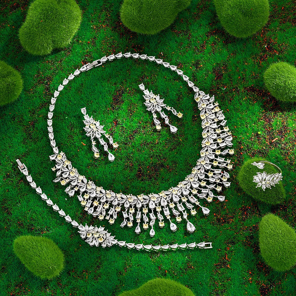 2023 Hot Selling Cubic Zirconia Bridal Wedding Jewelry Set Bridal 4-piece Set Women's Jewelry Set Jewelry Brand Reproduction