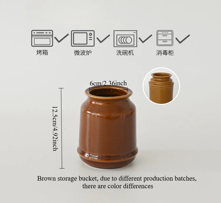 Kitchen Utensil Holder, Ceramic Cooking Utensil Holder for Counter Top, Storage Organizer for Spatula Spoon and Fork Storage Jar