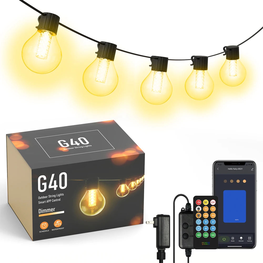 S14 Outdoor Lights DIY String Lights 3Modes Adjustable Remote Control Lights Bulbs for Patio Garden Outside Backyard Christmas