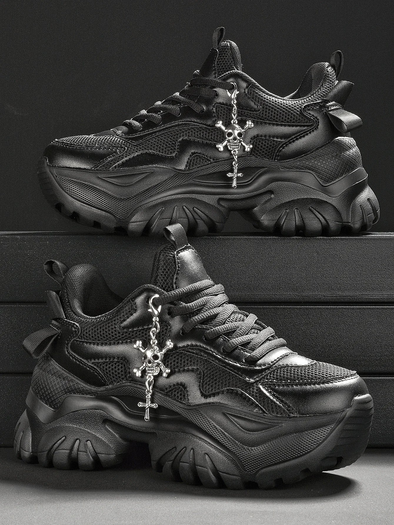 Women’s Punk Platform Sneakers Lace-Up High Heel Shoes