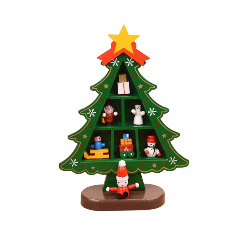 Christmas Decorations DIY Wooden Xmas Tree Table Desktop Ornaments Wood 3D Christmas Tree Craft For Navidad New Year Kids Gifts