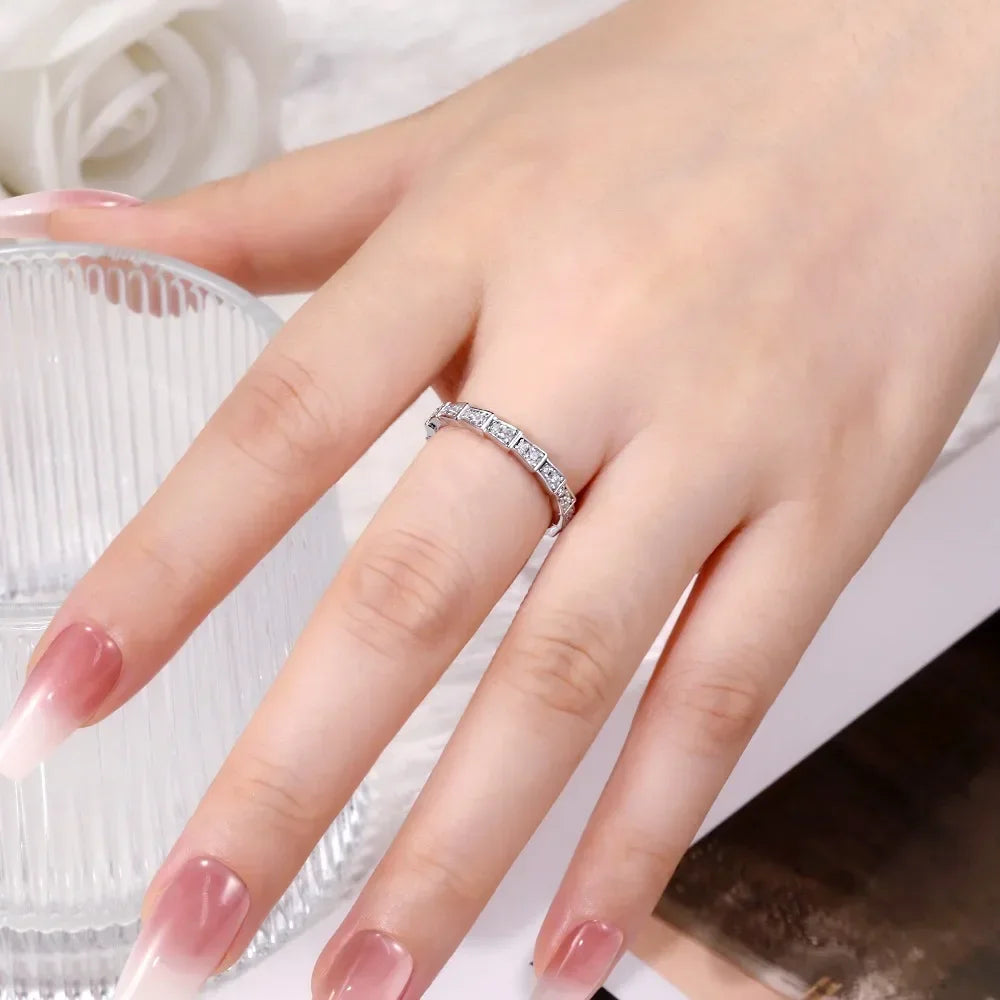 M-JAJA Eternity Moissanite Snake Ring Diamond Wedding Band for Women 18K Gold Plated 925 Sterling Silver Party Fine Jewelry Gift
