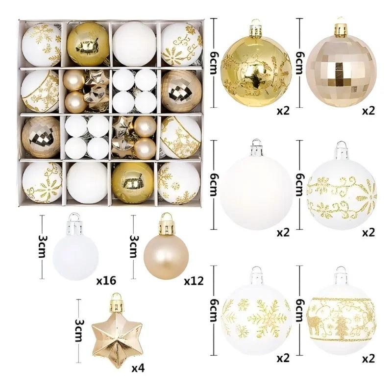 32 Style Christmas Balls Gold Red Christmas Tree Decoration Hanging Bauble Balls Pendant Xmas Party Supplies New Year Gift 2026