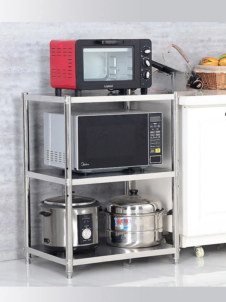 Stainl Steel Kitchen Storage Ra Stand Multi-Layer Microwave Organizer elf Utensil Storage Cabinet Floor Mounted