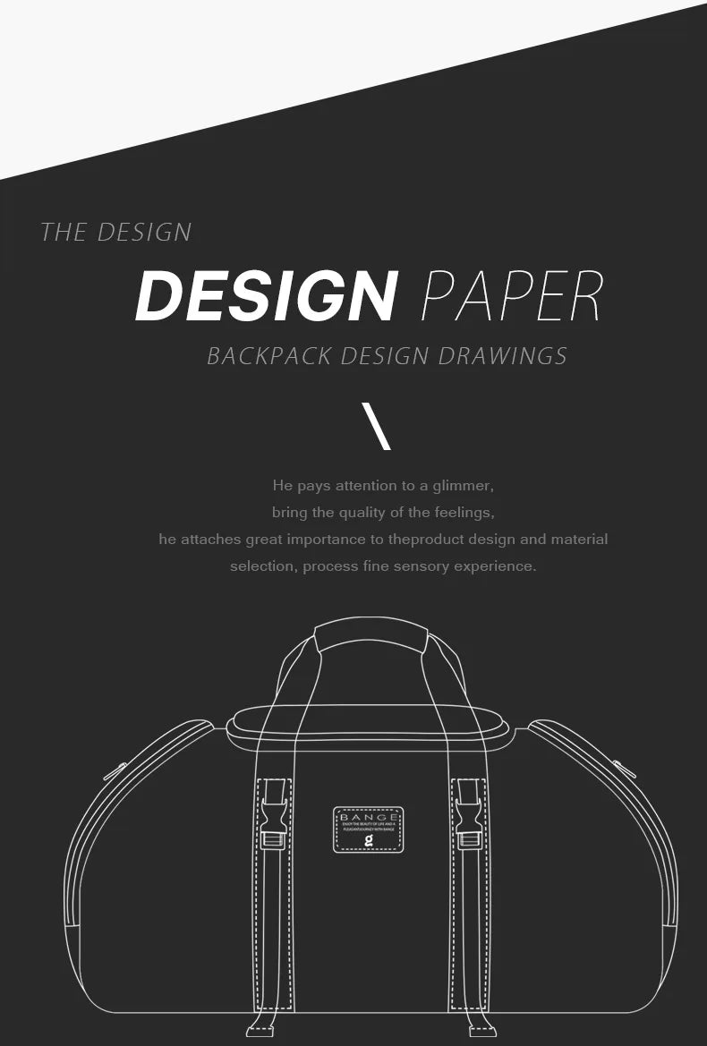BANGE Gym bag for Men Suitcase Multifunction Backpack Large Waterproof Anti-stain Men Duffle Bag Travel Hand Luggage Bags New