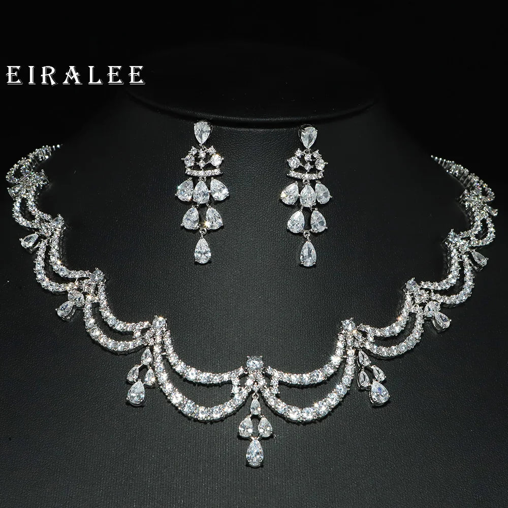EIRALEE Exquisite Simple Women Jewelry Set 2 PCS Cubic Zirconia High Quality Saudi Arabia Bridal Wedding Jewellery Accessories
