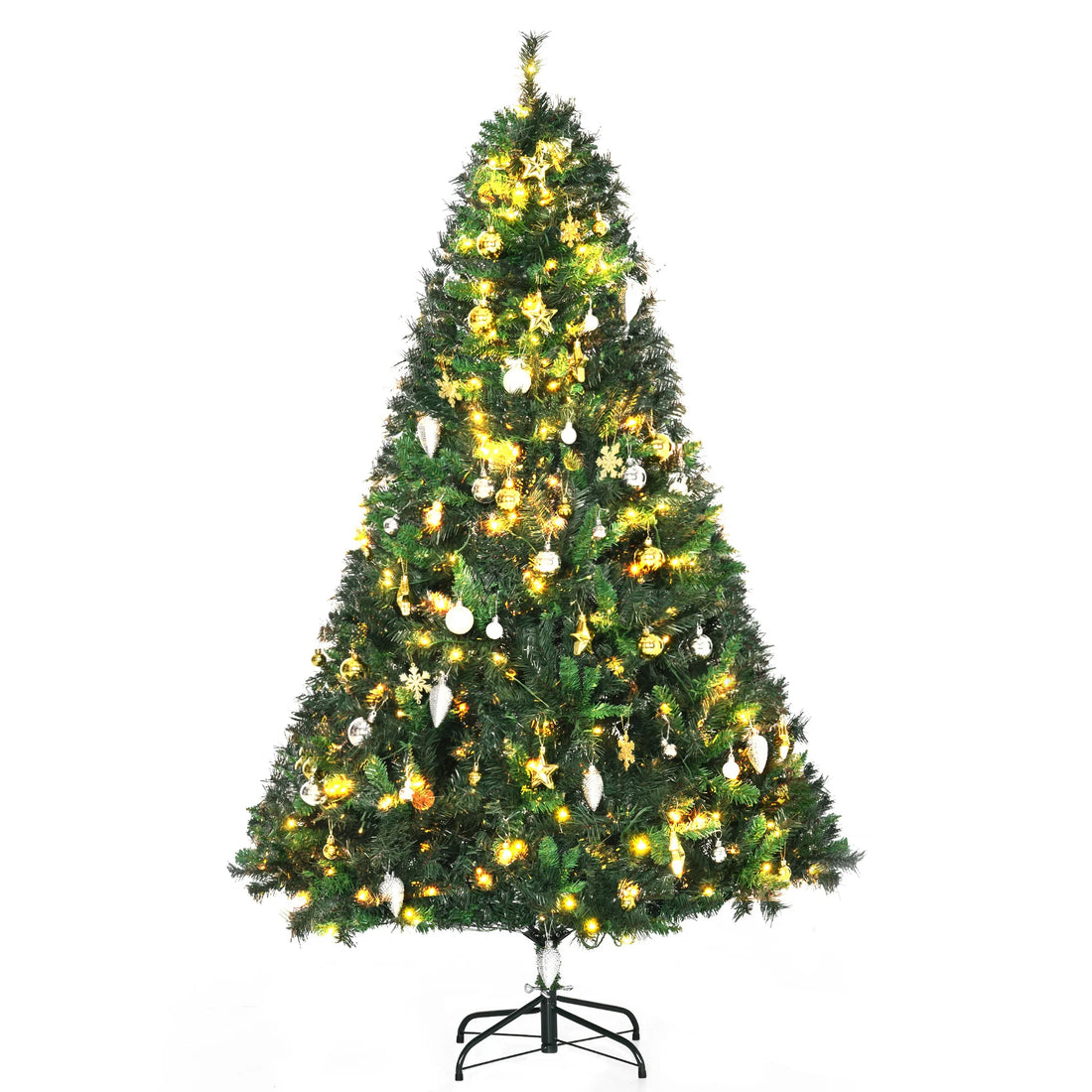 HOMCOM 6FT Pre-Lit Artificial Christmas Tree Holiday Décor Ornament Stand
