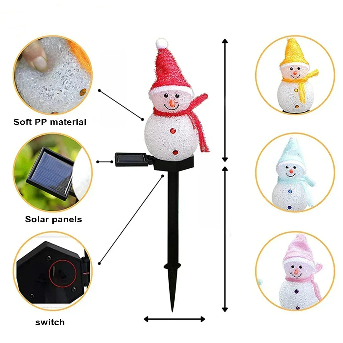 LED Christmas Solar Garden Decoration Light Solar Powered Snowman Lawn Light Outdoor Away Courtyard Terraces Decorative Lamp