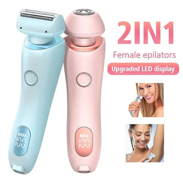 Electric Razors for Women 2 In 1 Bikini Trimmer Face Shavers Hair Removal for Underarms Legs Ladies Body Trimmer IPX7 Waterproof