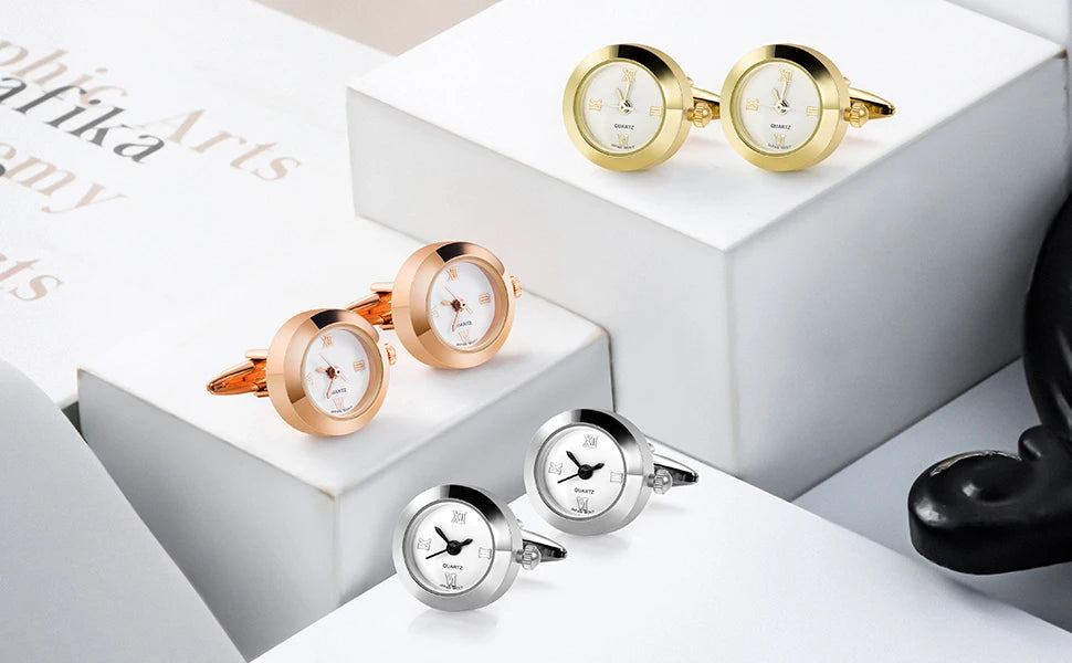 Battery Digital Watch Cufflinks Men's Lepton Real Clock Cufflinks Watch Cufflinks Men's Jewelry