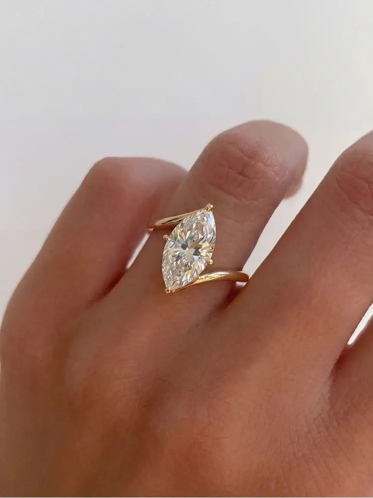 925 Sterling Silver Fashion Luxury Twisted Arm Marquise Zircon Ring For Women Engagement Wedding High Quality Fine Jewelry