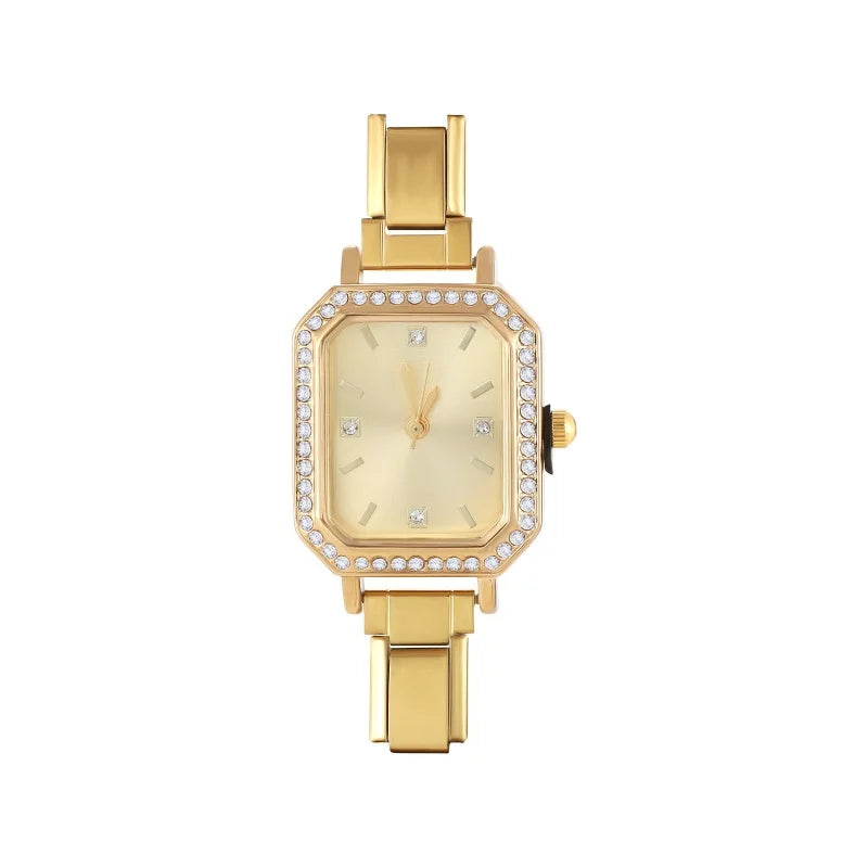 New Fashion Women's Stainless Steel Square Round Shiny Watch Bracelet For Party Friend Wife Birthday DIY Jewelry Gift