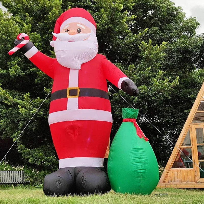 6/12FT Large Christmas Inflatables Santa Carrying Gift Bags Decoration Blow Up Xmas Toys Outdoor Courtyard Garden Party Decor