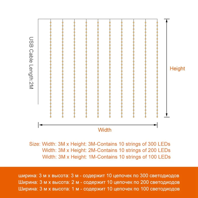 6x3M LED Curtain Icicle String Lights Christmas Fairy Lights garland Outdoor Home For Wedding/Party/Garden Decoration 3M