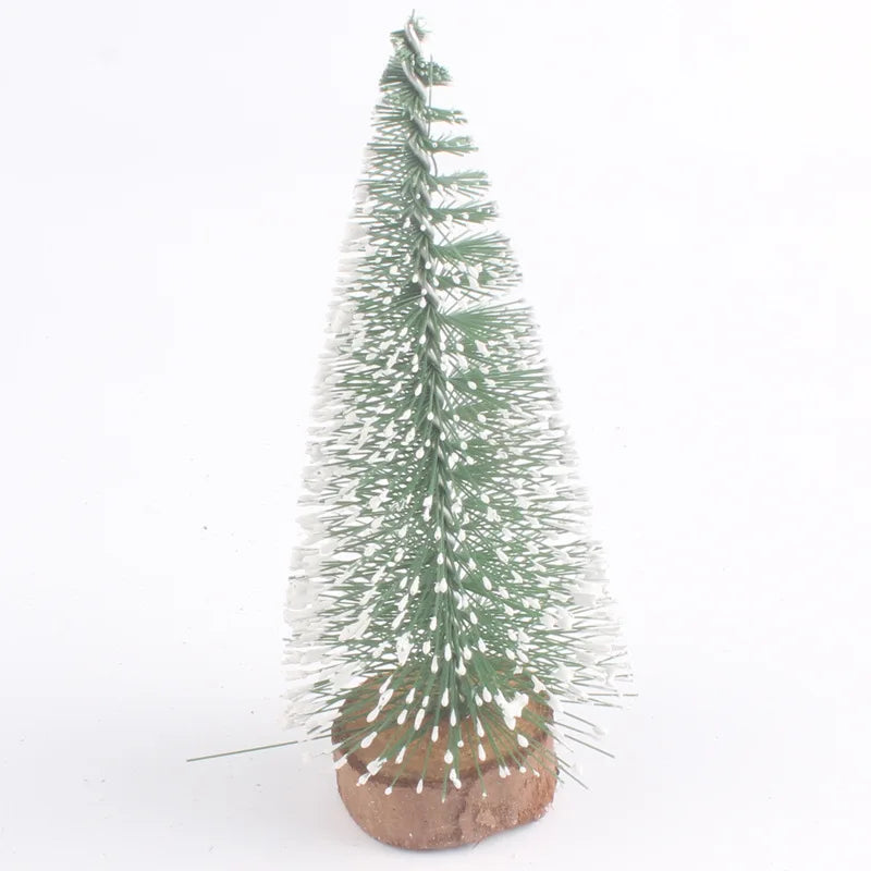 10Pcs Mini Christmas Tree Decor Snow Covered Pine DIY Ornaments for Home Party Bar Festive Miniature Evergreen Trees
