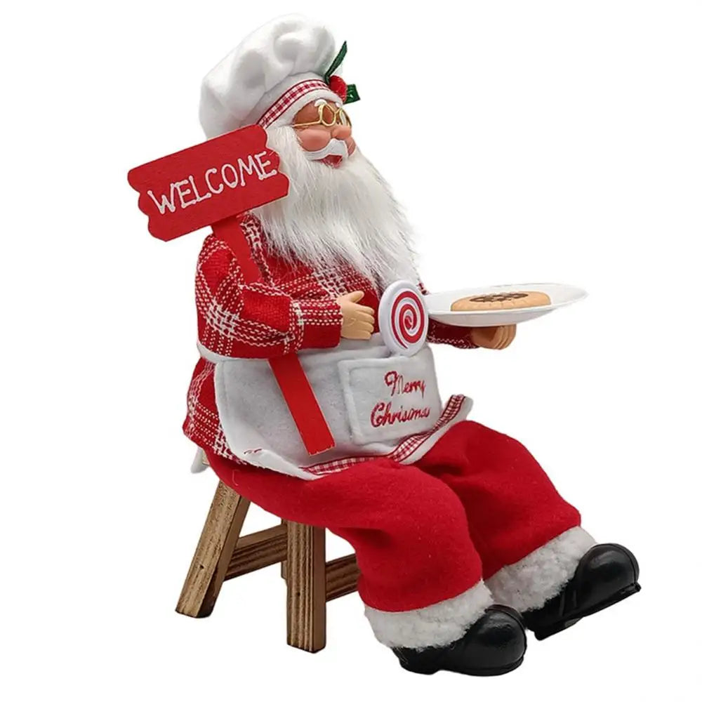 12 inch Christmas Standing Chef Santa Claus Merry Christmas Decoartions For Home Xmas Ornaments Navidad Party Supplies Noel 2023