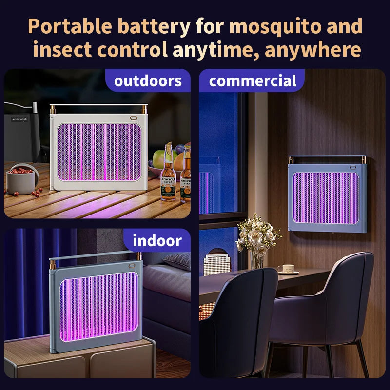 Rechargeable Energy Saving Mosquito Killer Lamp UV Trap Shock Safe Design 100㎡ Coverage Auto On Off No Chemicals Indoor Outdoor